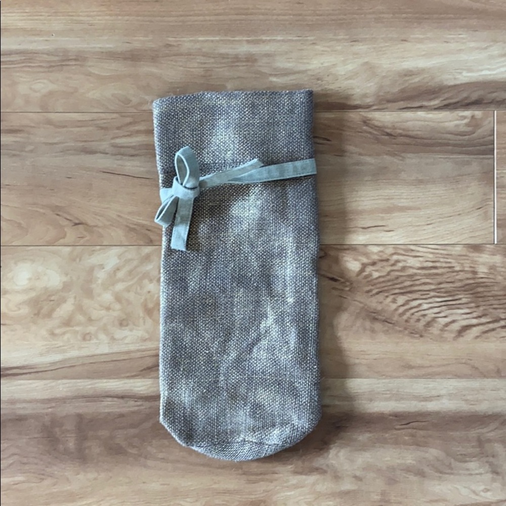 Pottery Barn Metallic Jute Wine Bag